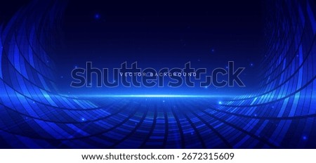 Futuristic square pattern glowing on dark blue background. Hi speed big data network concept. Vector illustration