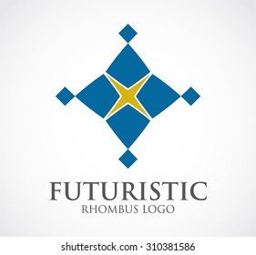 Futuristic star square teamwork office abstract vector logo design template business icon creative company identity symbol concept