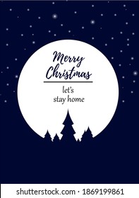 Futuristic stay at home Christmas Coronavirus outbreak concept. Christmas or new year Concept prevention COVID-19 disease with virus cells, glossy realistic ball on blue background