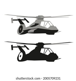 Futuristic Stealth Helicopter Vector Design