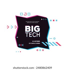 Futuristic stereoscopic abstract text box for banner. Futuristic sci-fi HUD element. Hi-tech cyberpunk frame for text and callout or poster. Modern 3d stereo effect vector sci-fi banner. 