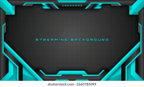 Fondo de transmisión futurista en negro y cian, fondo digital Abstractas para jugadores, deportes electrónicos y transmisiones en vivo