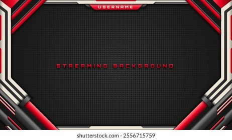 Futuristic Streaming Background in Black, Silver and Red for Live Gaming and Streaming Overlays