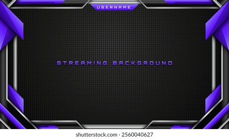 Futuristic Streaming Background in Black, Silver and Purple Theme for Live Gaming and Streaming Overlays
