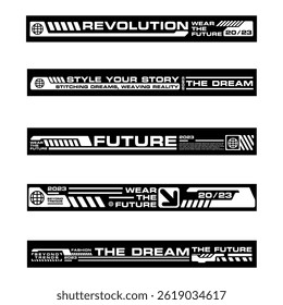 Futuristic streetwea element graphic vector design template