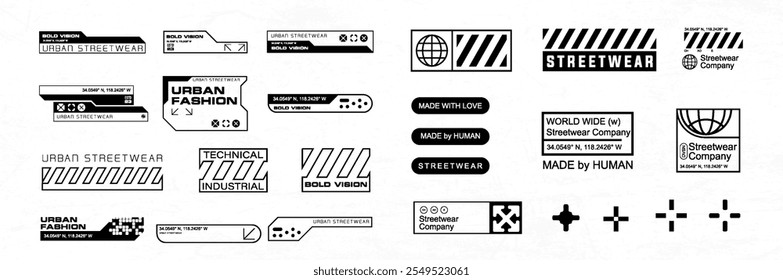 Futuristic streetwear cyberpunk element graphic vector design template