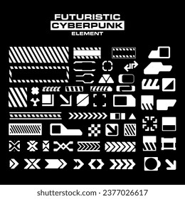 Futuristic streetwear cyberpunk interface element technology graphic vector design template	