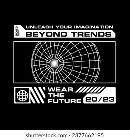 Futuristic streetwear cyberpunk interface element technology graphic vector design template