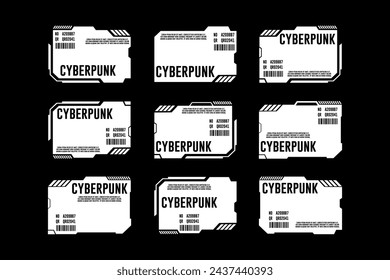 Plantilla de diseño de vector gráfico de tecnología de elementos de interfaz cyberpunk de streetwear futurista