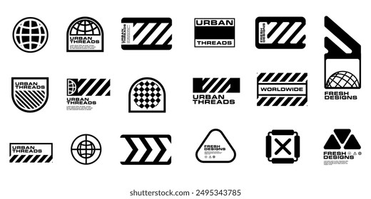 Futuristic streetwear cyberpunk interface element technology graphic vector design template