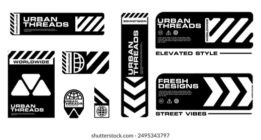 Futuristic streetwear cyberpunk interface element technology graphic vector design template