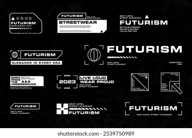 Plantilla de diseño de Vector gráfico de tecnología de elemento de interfaz cyberpunk de streetwear futurista