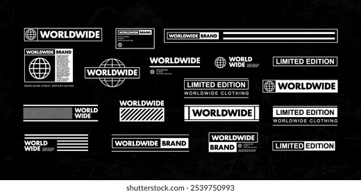 Futuristic streetwear cyberpunk interface element technology graphic vector design template