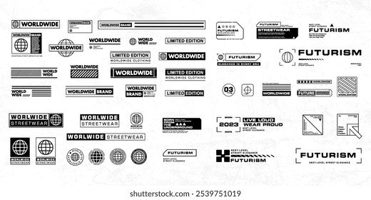 Futuristic streetwear cyberpunk interface element technology graphic vector design template