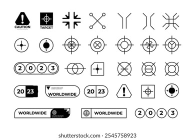 Futuristic streetwear cyberpunk interface element technology graphic vector design template	