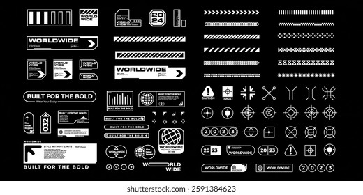 Futuristic streetwear cyberpunk interface element technology graphic vector design template
