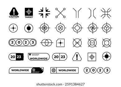 Futuristic streetwear cyberpunk interface element technology graphic vector design template