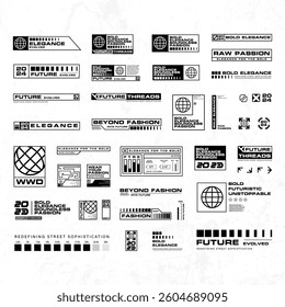 Futuristic streetwear cyberpunk interface element technology graphic vector design template