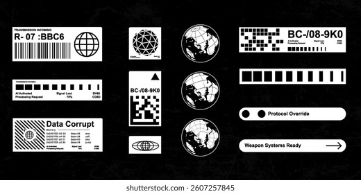 Futuristic streetwear cyberpunk interface element technology graphic vector design template