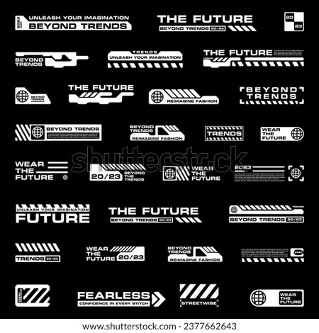 Futuristic streetwear cyberpunk interface element technology graphic vector design template	