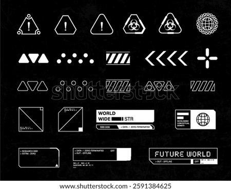 Futuristic streetwear cyberpunk interface element technology graphic vector design template