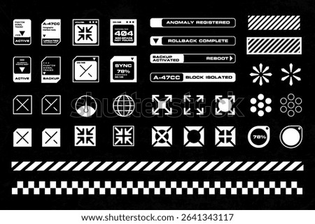 Futuristic streetwear cyberpunk interface element technology graphic vector design template