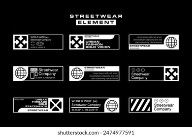 Futuristic streetwear cyberpunk shape element technology graphic vector design template