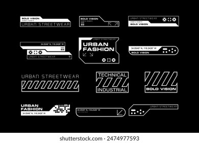 Futuristic streetwear cyberpunk shape element technology graphic vector design template