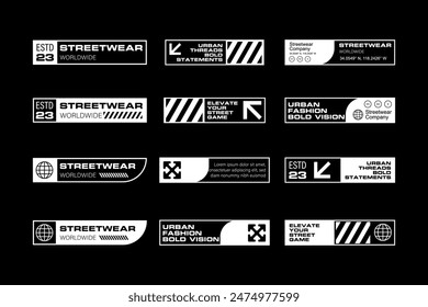 Plantilla de diseño de Vector gráfico de tecnología de elementos de forma cyberpunk de streetwear futurista