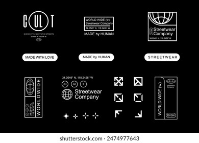 Plantilla de diseño de Vector gráfico de tecnología de elementos de forma cyberpunk de streetwear futurista