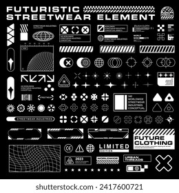 Futuristic streetwear poster element vector graphic design	