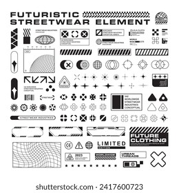 Futuristic streetwear poster element vector graphic design	