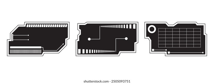 Futuristic streetwear. Sci Fi modern user interface element vector illustration set