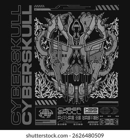 Futuristic Streetwear T-shirt Design. Cyberpunk Streetwear Design. Vector T-shirt Design. Futuristic Streetwear. Vector Design For T-shirt. Clothing Streetwear.