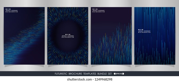 Futuristic stripe gradient blue lines  brochure set, vector eps10