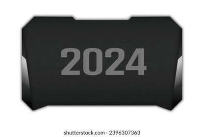 Futuristic style 2024 with HUD interface. Hi-tech numbers. Retrofuturistic print for HUD interface. Vector graphic template.