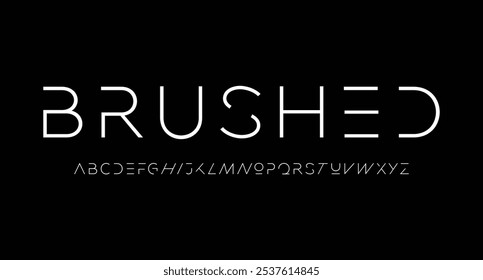 Futuristic style alphabet. Thin segment line font, minimalist type for modern futuristic logo, elegant monogram, digital device and hud graphic. Minimal style letters, vector typography design.
