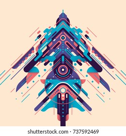 Futuristic style design, made of various abstract geometric shapes in color. Vector illustration.