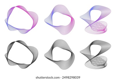 Futuristische Stil Element Sammlung, geometrische Verzerrung Gitter Farbverlauf, grafische Dekoration - Vektor