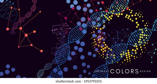 Futuristic style horizontal background. Abstract banner for technology or medical  design with scientific decoration elements.