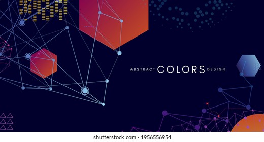 Futuristic style horizontal background. Abstract banner for technology or medical  design with scientific decoration elements.