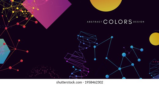 Futuristic style horizontal background. Abstract banner for technology or medical  design with scientific decoration elements.