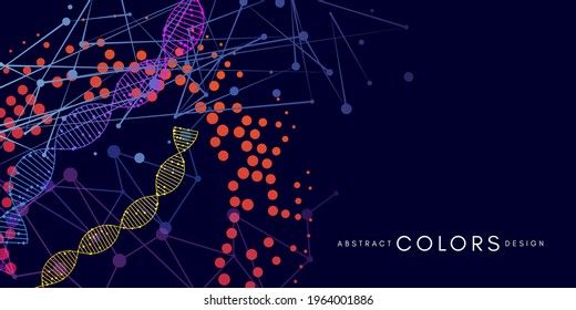 Futuristic style horizontal background. Abstract banner for technology or medical  design with scientific decoration elements.