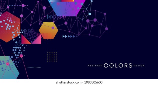 Futuristic style horizontal background. Abstract banner for technology or medical  design with scientific decoration elements.