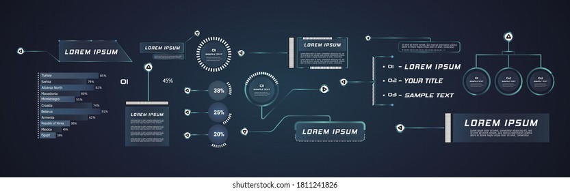 Futuristic Style Leader Callout HUD. Modern Digital Templates Applicable For Frame Layout. Information Calls And Arrows. Futuristic Hud Frame Red And Blue Png.	