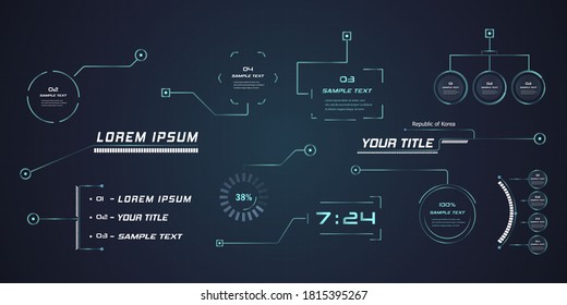 Futuristic Style Leader Callout HUD. Modern Digital Templates Applicable For Frame Layout. Information Calls And Arrows. Futuristic Hud Frame Red And Blue Png.	