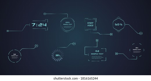 Futuristic Style Leader Callout HUD. Modern Digital Templates Applicable For Frame Layout. Information Calls And Arrows.Futuristic Hud Frame Red And Blue Png.