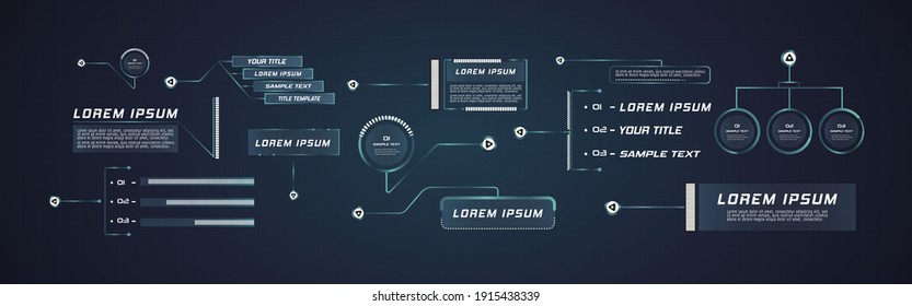 Futuristic Style Leader Callout HUD. Modern Digital Templates Applicable For Frame Layout. Information Calls And Arrows. Futuristic Hud Frame Red And Blue Png.