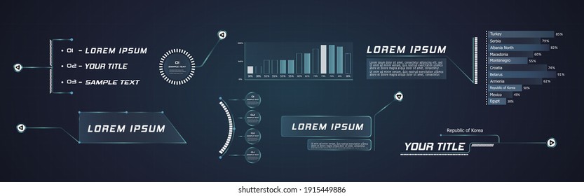 Futuristic Style Leader Callout HUD. Modern Digital Templates Applicable For Frame Layout. Information Calls And Arrows. Futuristic Hud Frame Red And Blue Png.	