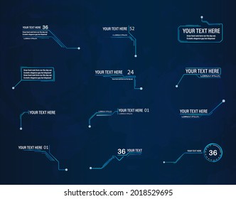 Futuristic Style Leader Callout HUD. Modern Digital Templates Applicable For Frame Layout. Information Calls And Arrows. Futuristic Hud Frame Red And Blue Png.	